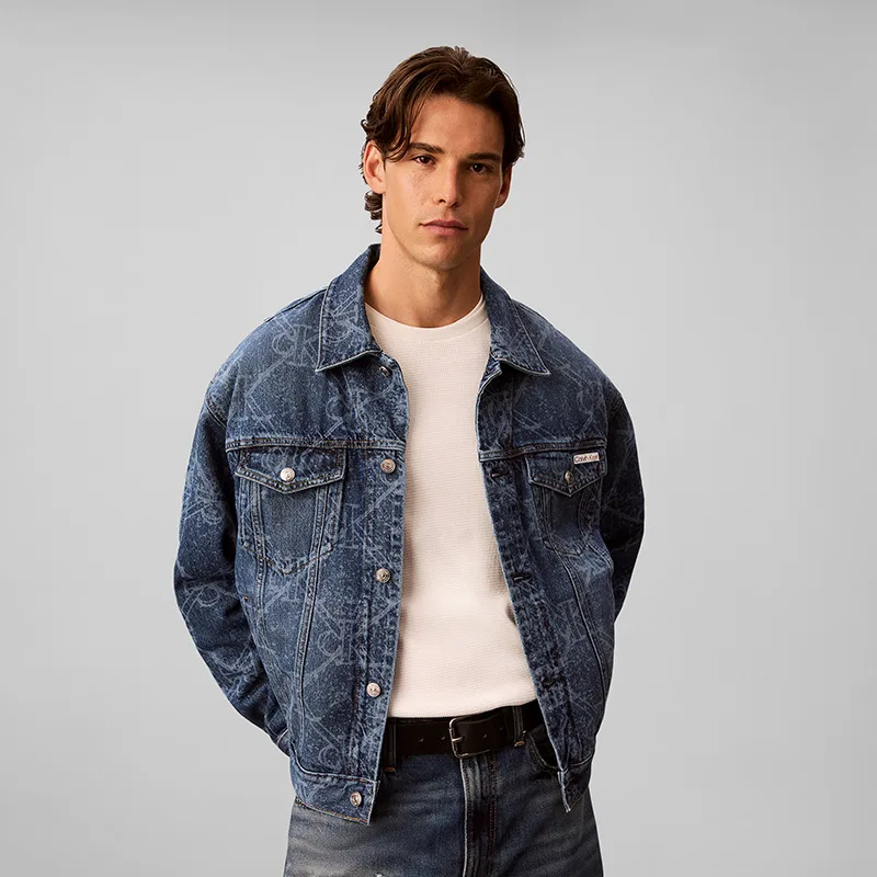 Мужская джинсовая куртка с отложным воротником Calvin Klein, Denim Blue — фото 4