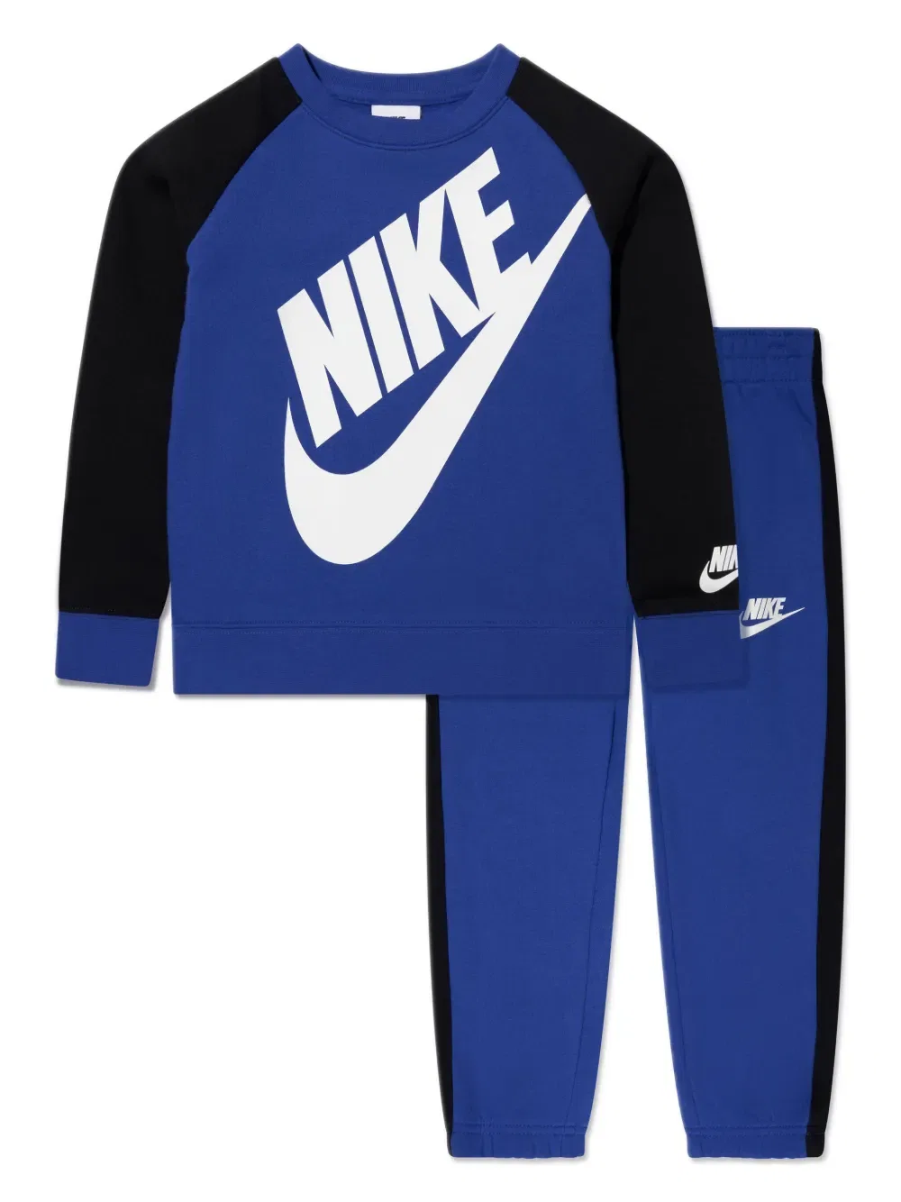 Двухцветный флисовый спортивный костюм с логотипом Nike Kids, синий