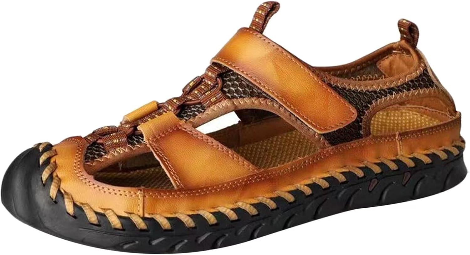 

Мужские повседневные кожаные сандалии HNVAVQ с закрытым носком, пляжные сандалии, нескользящие рыбацкие туфли, C