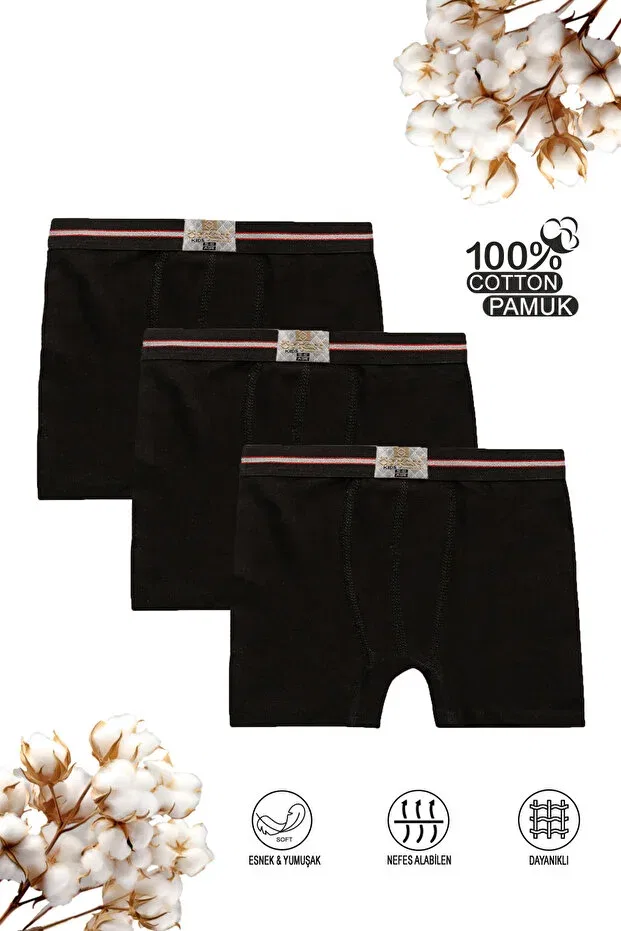 Детские боксеры для мальчиков хлопковые комплект 3 шт Özkan Underwear, Black