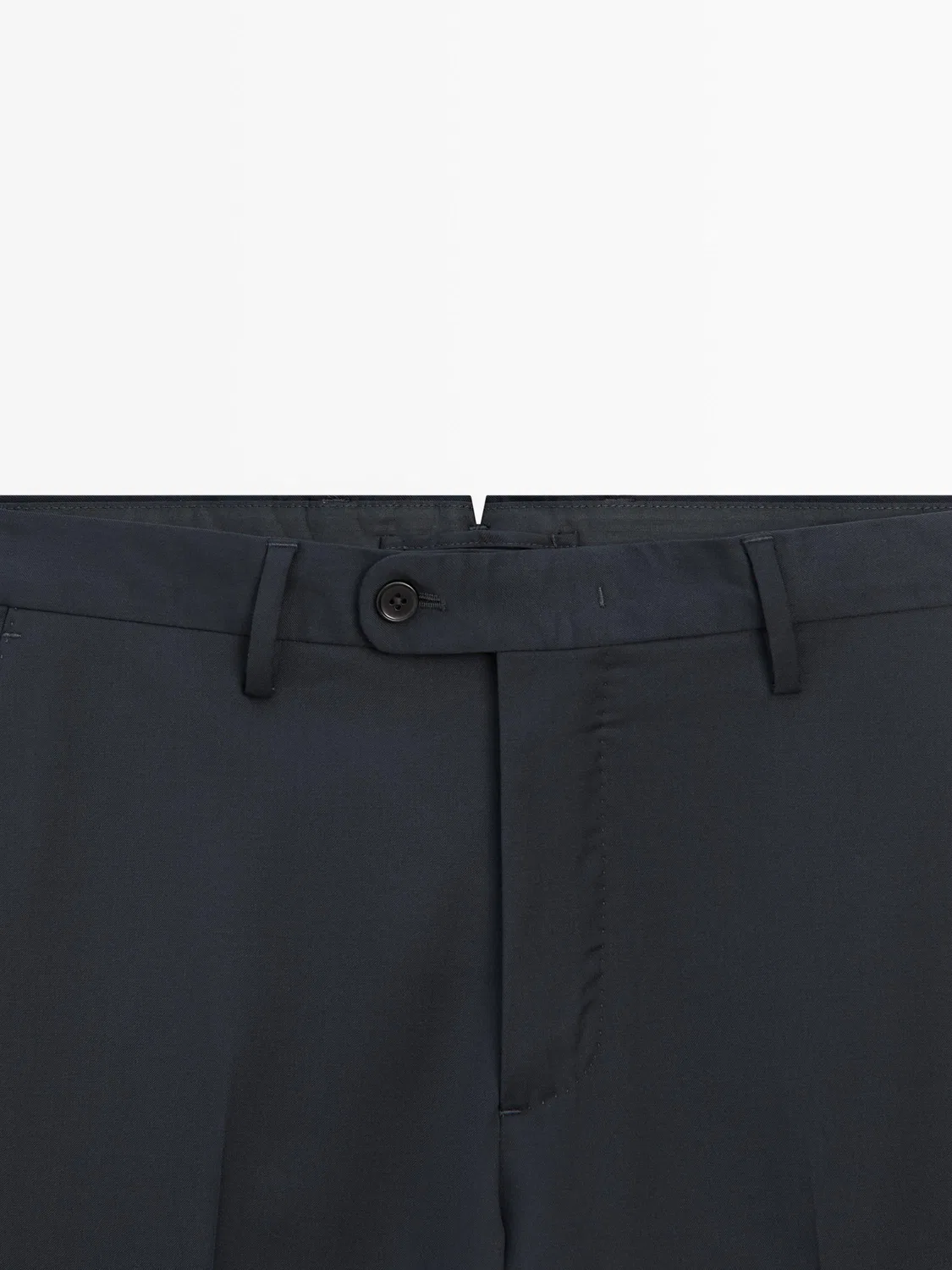 Холодные шерстяные костюмные брюки Massimo Dutti, темно-синий — фото 4