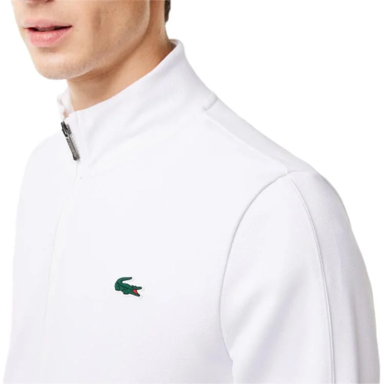 LACOSTE Свитшот мужской белый с воротником стойкой умеренно приталенный — фото 4