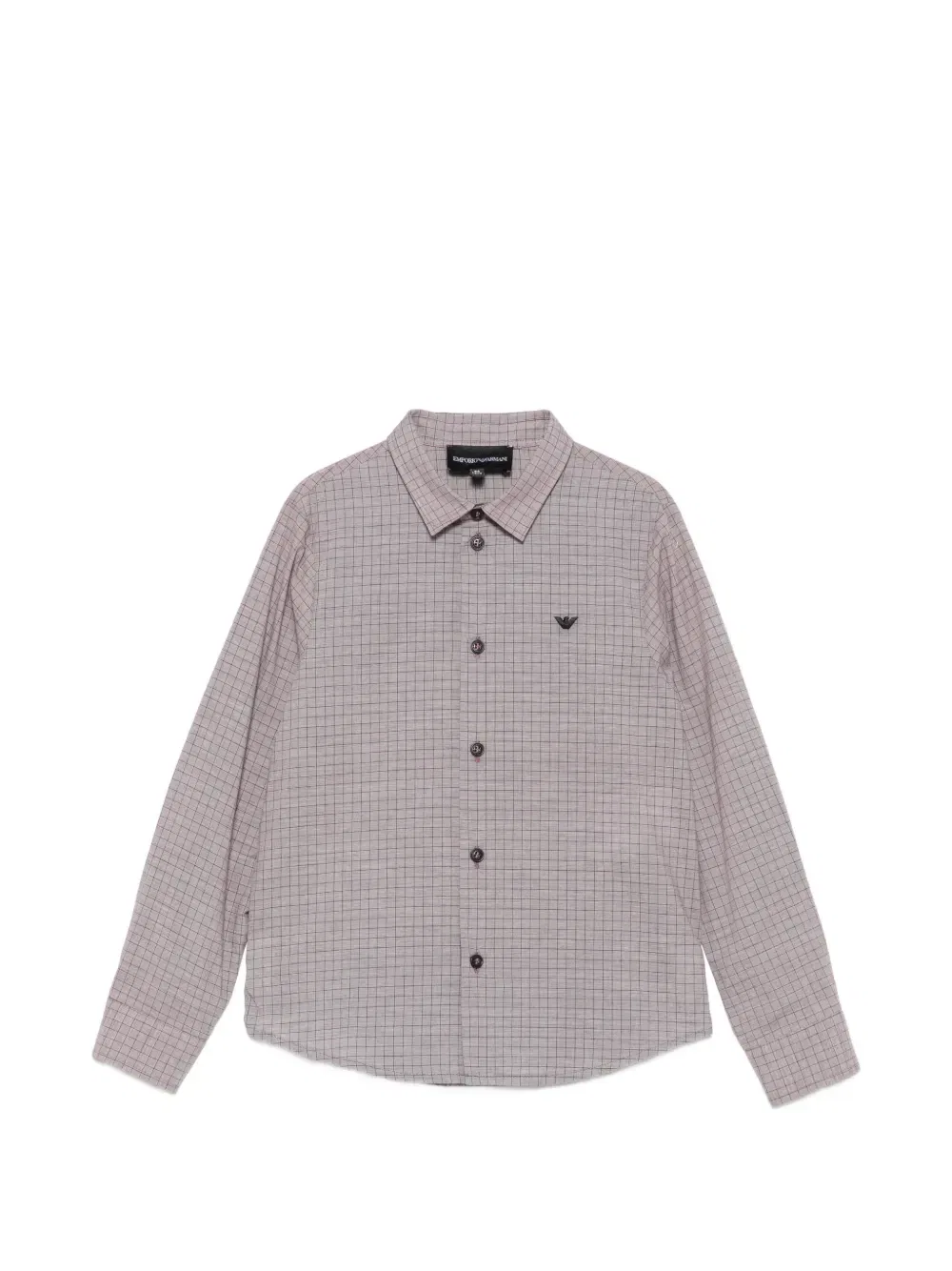 Рубашка в клетку с логотипом Emporio Armani Kids, бежевый