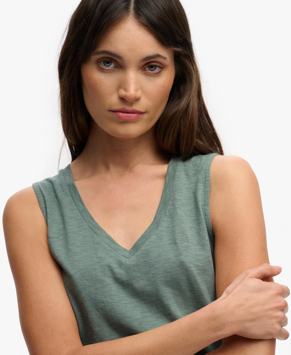 Женская футболка с V-образным вырезом без рукавов Superdry, Light Jade Green — фото 3