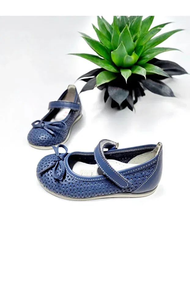 Детские балетки для девочек с бантом Gokcekundura06, Navy Blue — фото 3