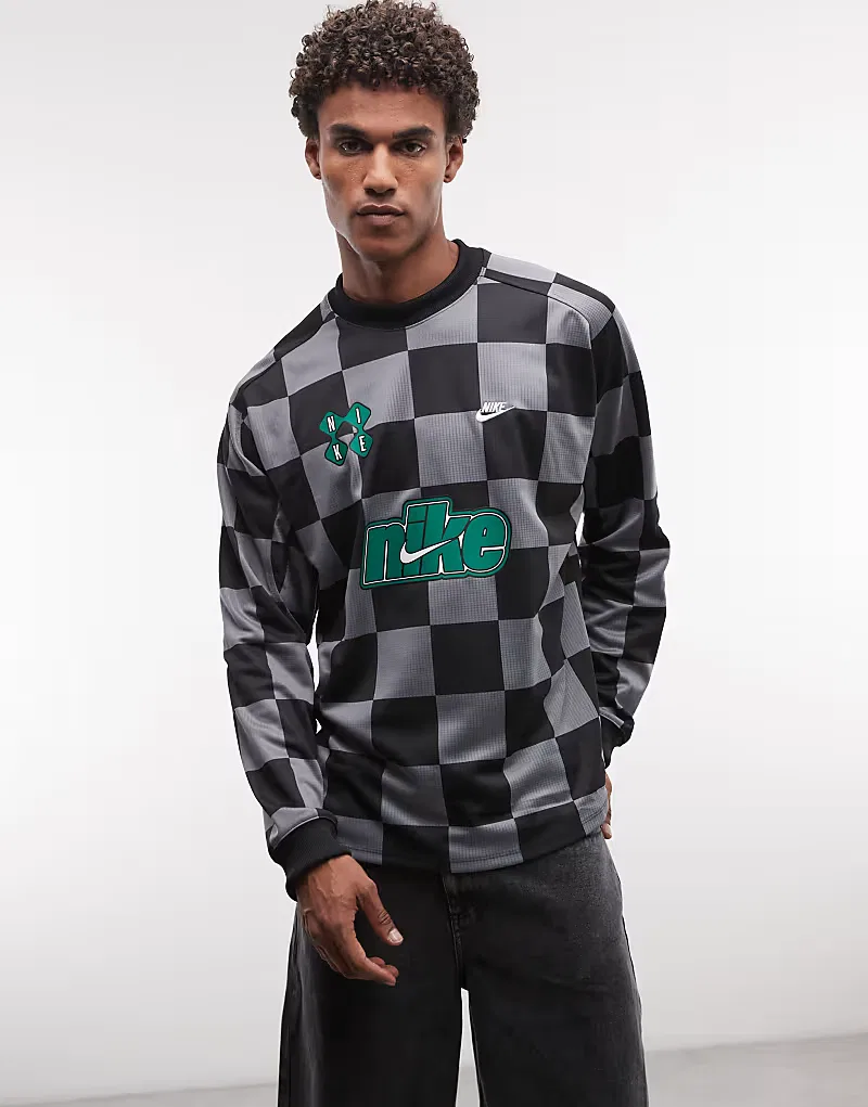 Топ вратарский Futbol в клетку Nike, темно-серый/черный