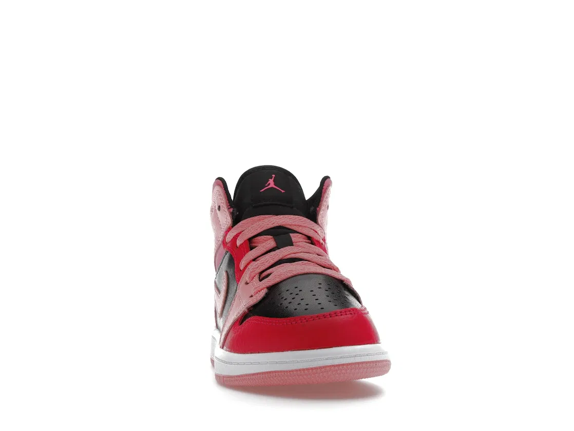 Детские кроссовки для мальчиков с контрастными деталями Jordan 1 Mid Coral Chalk Jordan, Coral Chalk/Rush Pink/Black/Pinksicle — фото 2