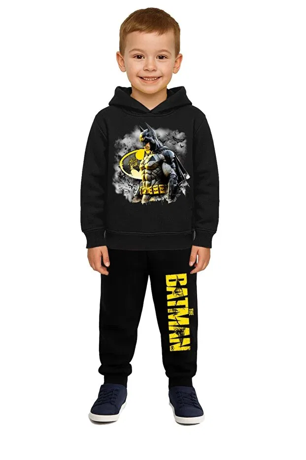 Детский спортивный костюм для девочек с принтом Batman 3 thread count fleece-lined cotton fabric hooded Sedirli, Black