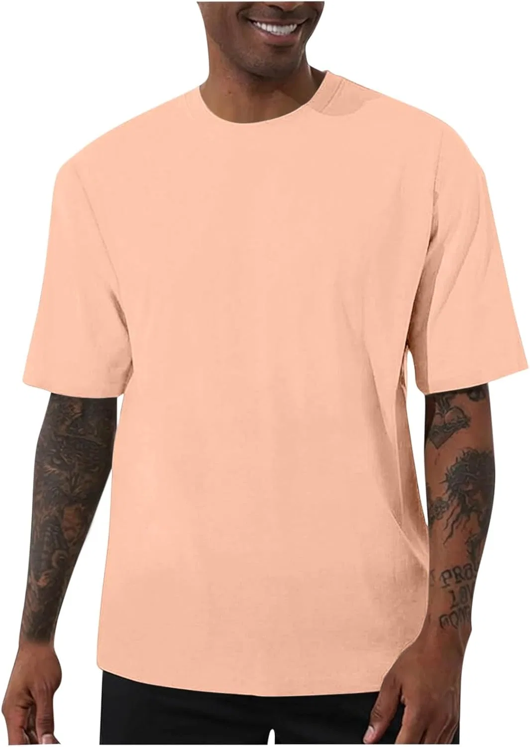 Мужская повседневная футболка оверсайз с коротким рукавом, Beige