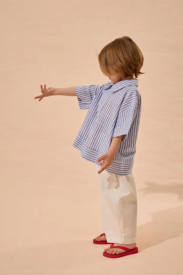 Детская рубашка для мальчиков с длинным рукавом Fahhar Kids, Blue — фото 2