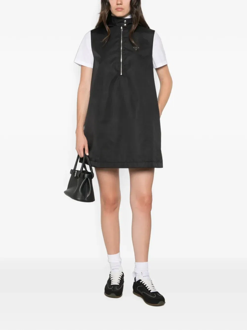 Мини-платье А-силуэта без рукавов Prada, черный — фото 2