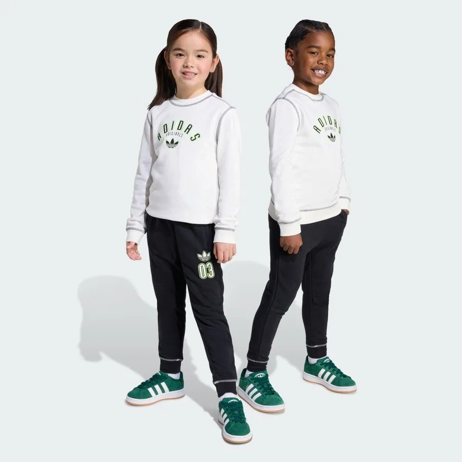 Детский спортивный комплект из футера с принтом Originals JX5261 Crew adidas, Белый