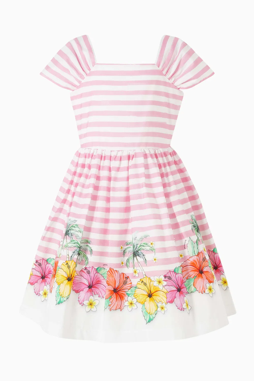 Платье с принтом полоска Hibiscus Stripe Poplin Monnalisa