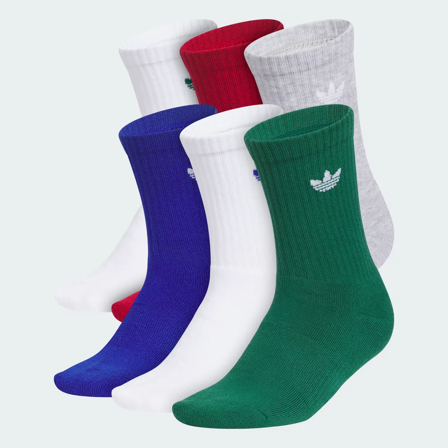 Детские носки средней длины, набор из 6 пар, originals trefoil 2.0 Adidas Originals, белый/темно-зеленый/ярко-синий