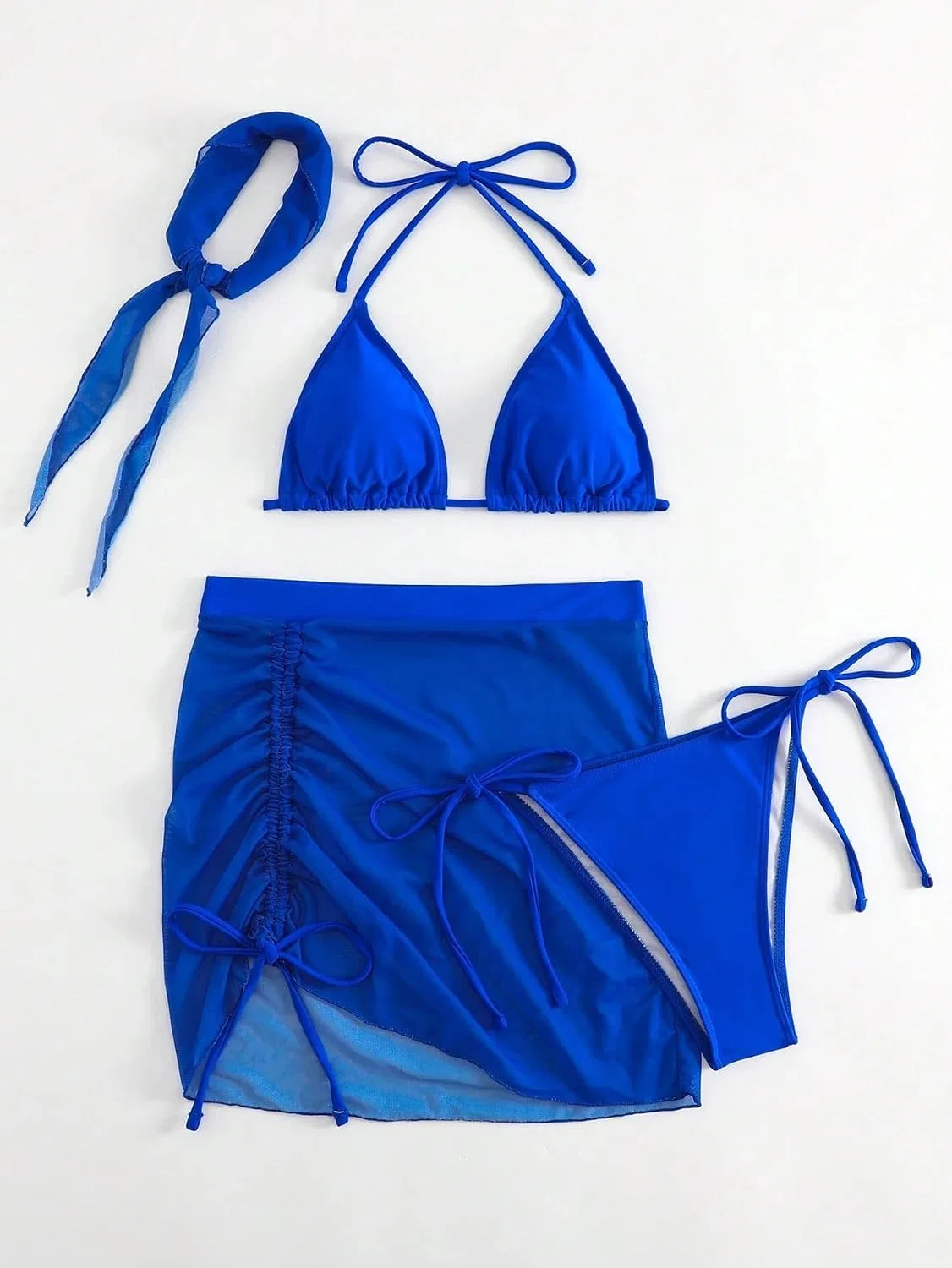Женский бикини-комплект с завышенной талией, 4 предмета, Royal Blue — фото 3