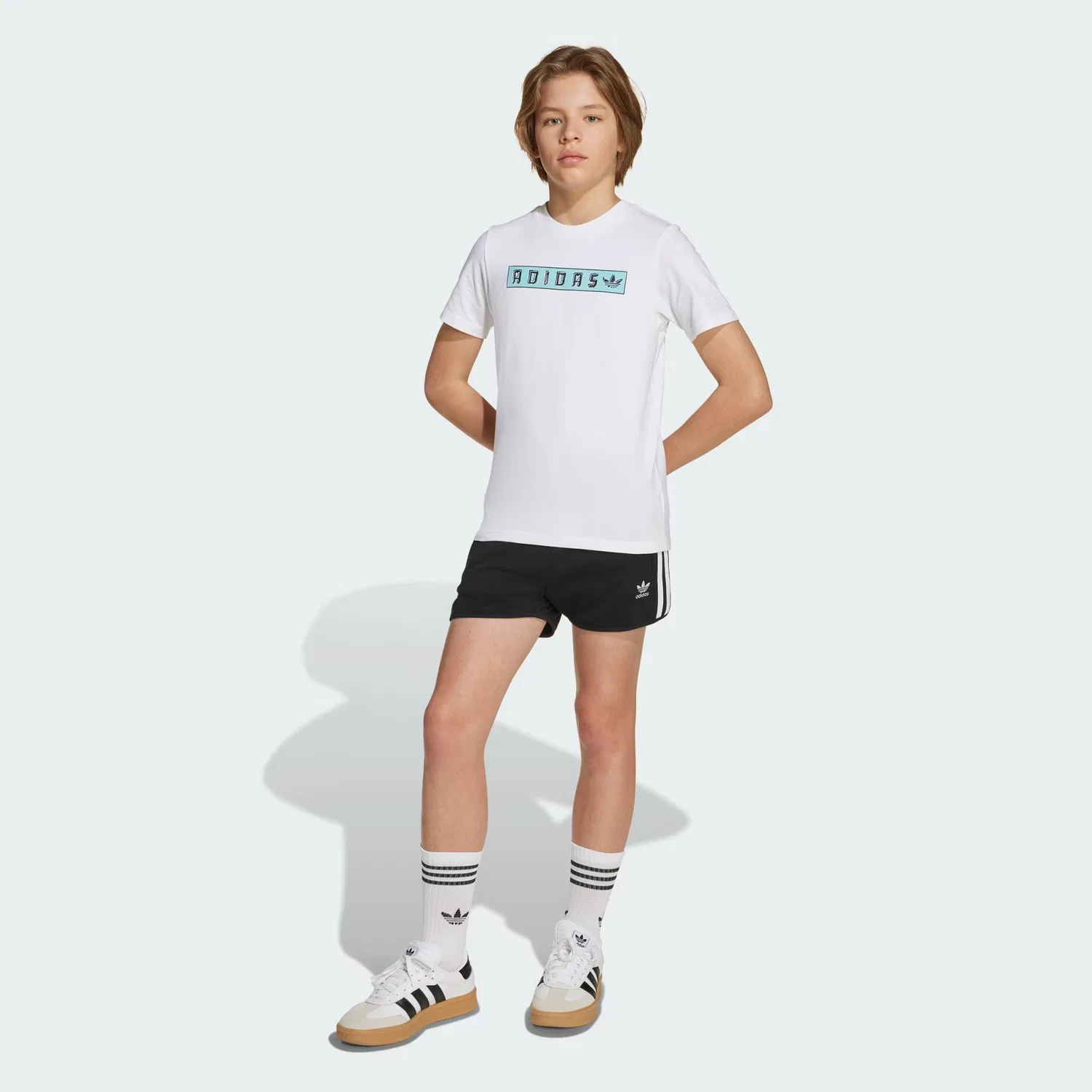 Детские шорты свободного кроя Sprinter Adidas Originals, черный/белый — фото 3