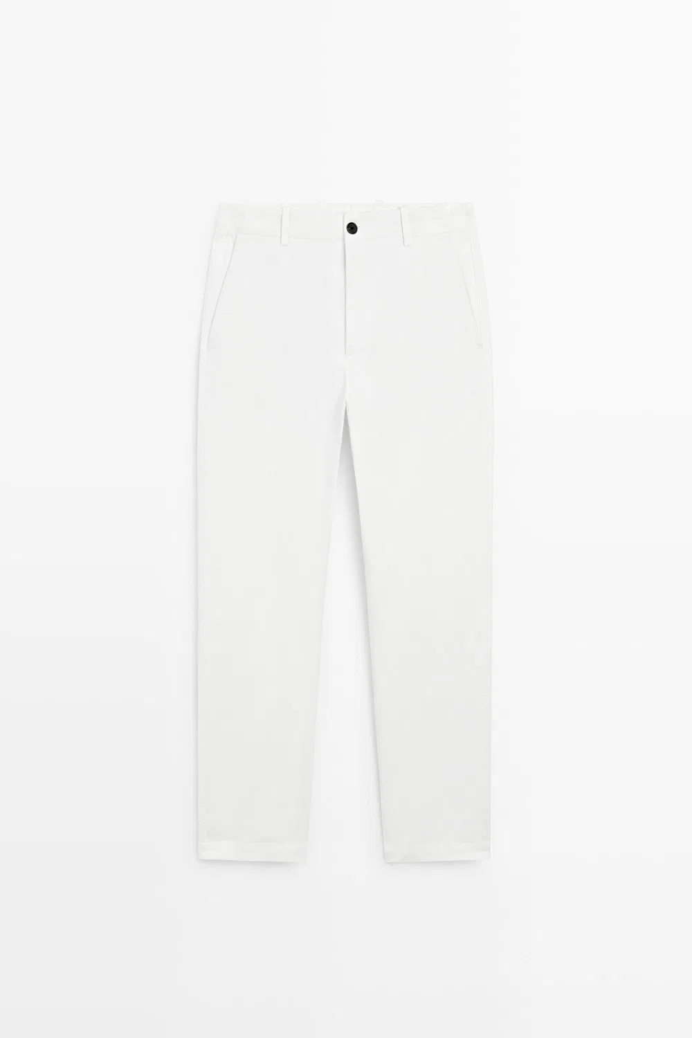 Брюки Massimo Dutti Cotton Blend Straight-Leg, кремовый — фото 2
