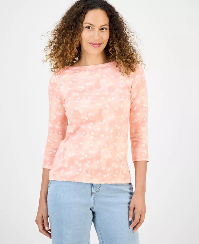 

Топ из хлопка с воздушным цветочным принтом в горошек Petite Spotty Airy Style & Co, розовый