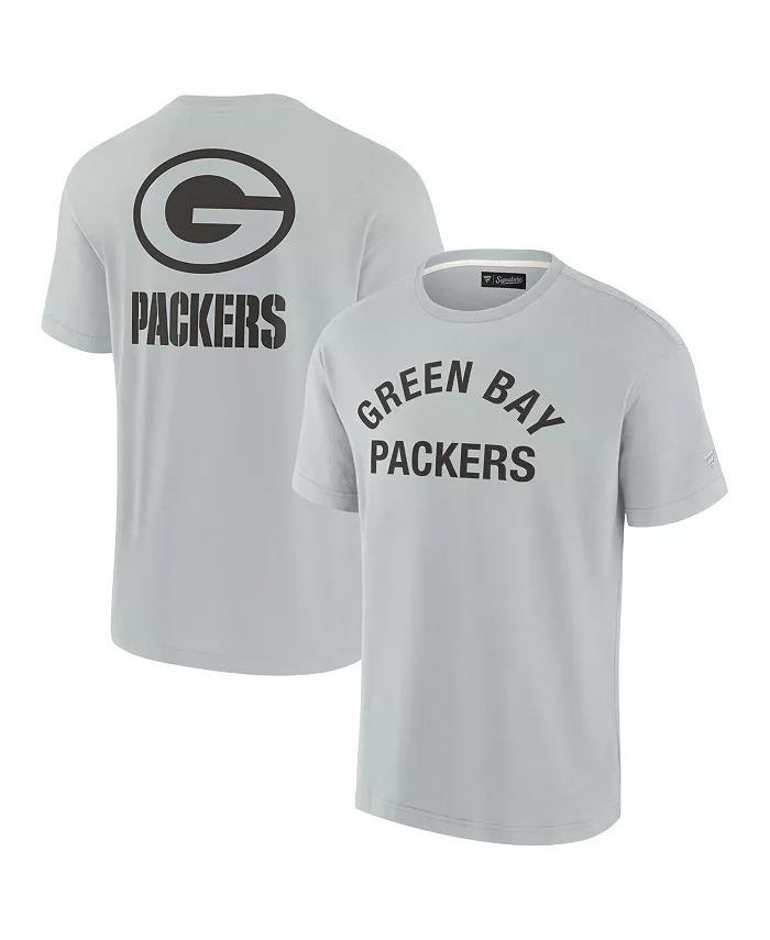 

Мужская и женская серая футболка Green Bay Packers с коротким рукавом, супермягкая Fanatics Signature