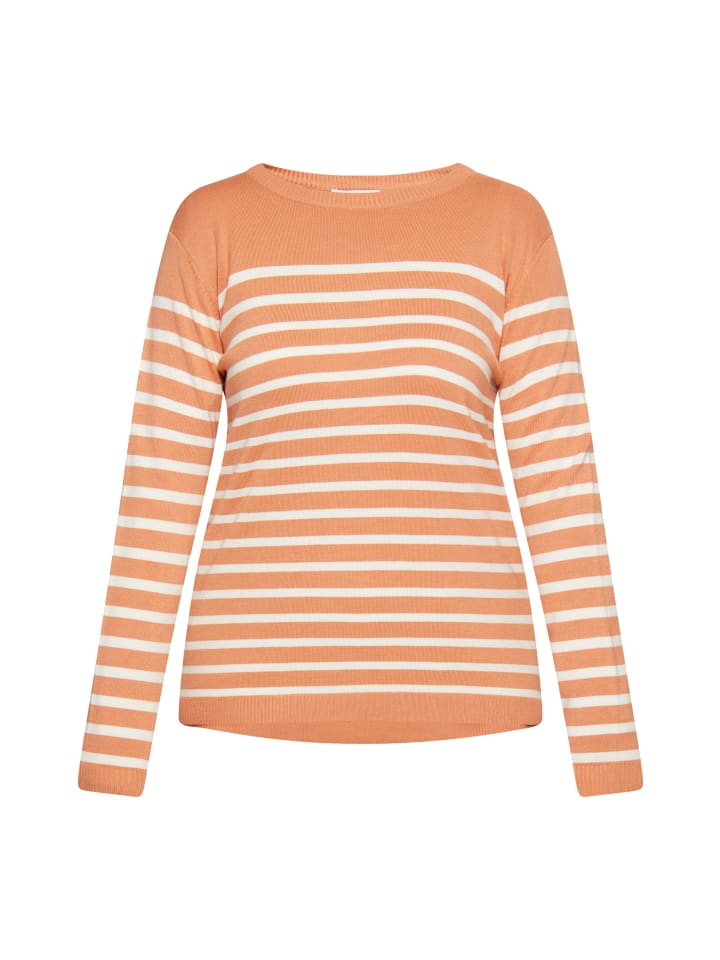 

Женский вязаный свитер кораллового и кремового цветов usha BLUE LABEL