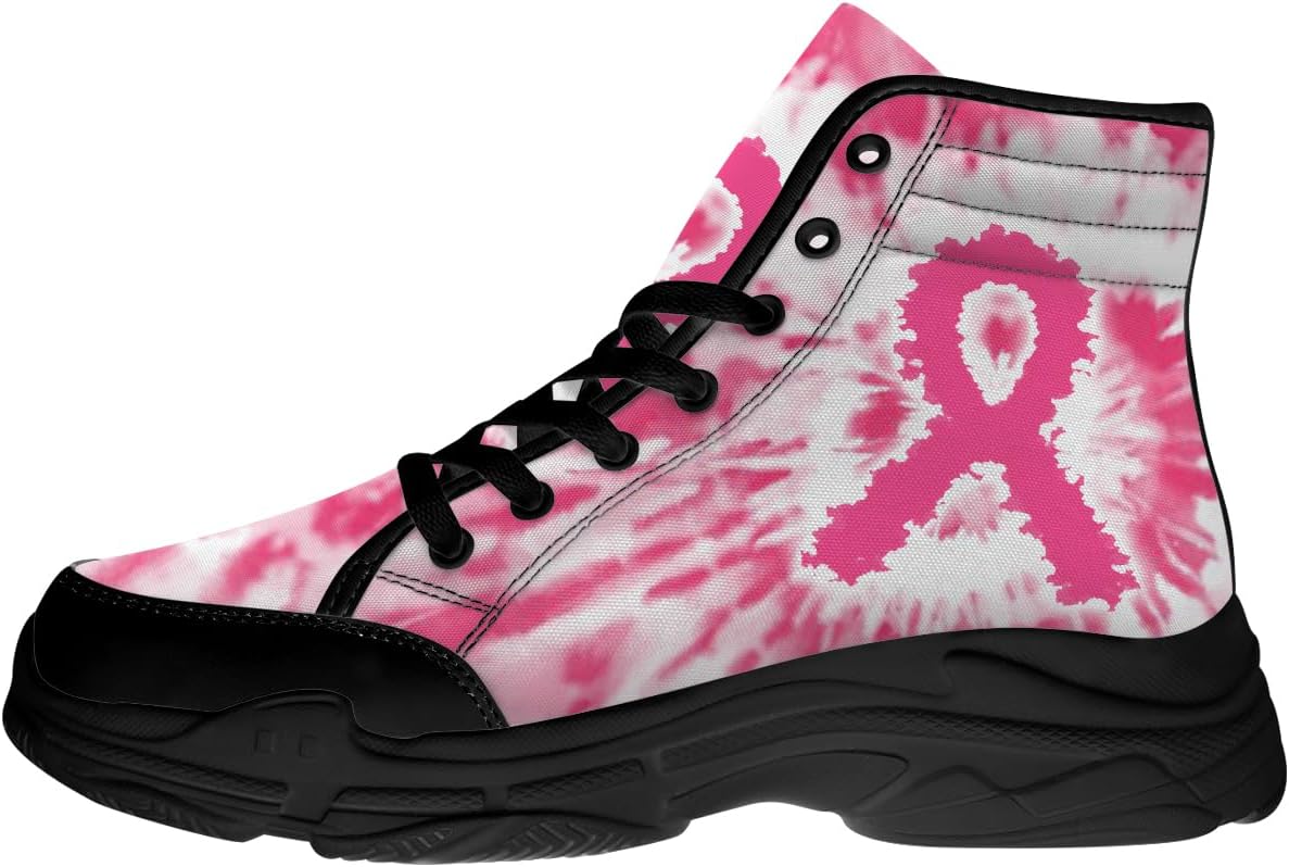 

Кеды на шнуровке высокие для женщин и мужчин с принтом «Рак груди», подарки для нее и него Quorax, розовый