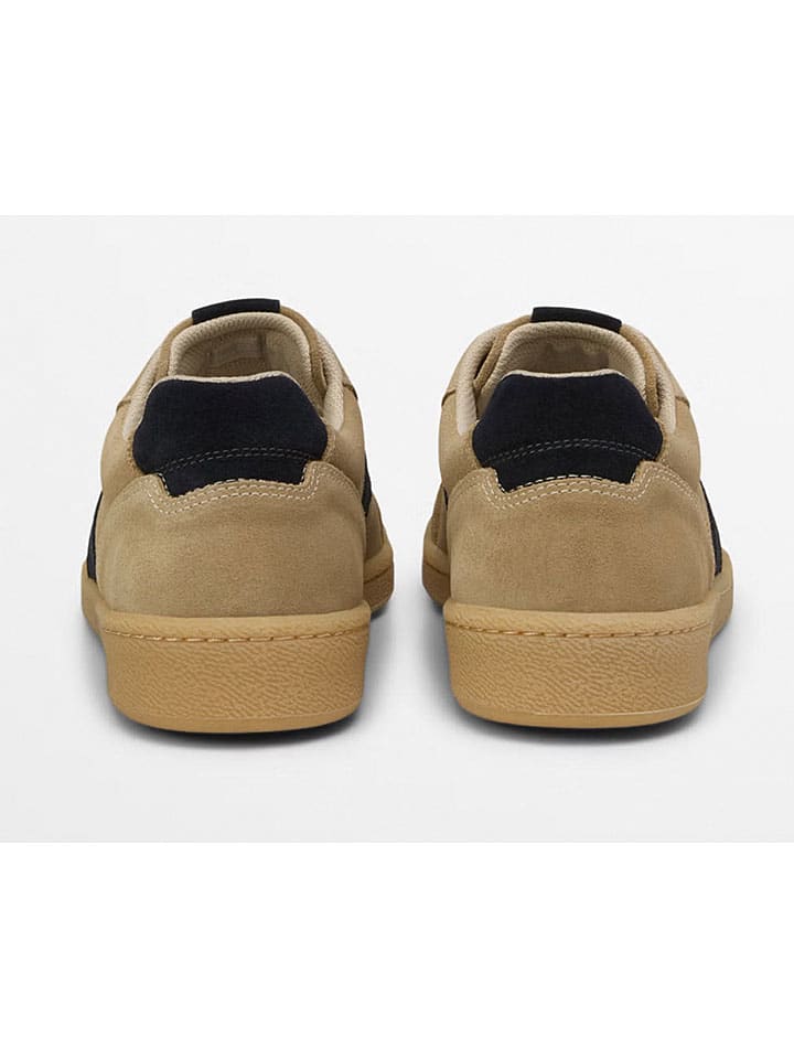 Marc O'Polo Shoes Кожаные кроссовки "Court" бежево-черного цвета — фото 3