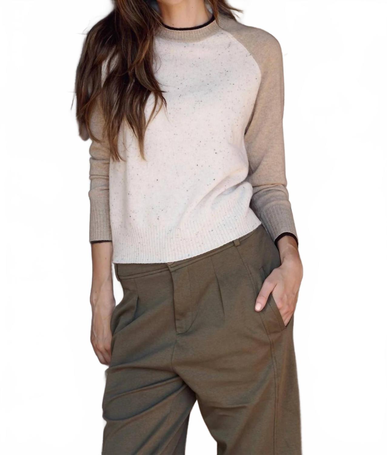 

Кашемировый бейсбольный пуловер Proctor в цвете «Кокос, овсянка, эспрессо» 27 Miles Malibu, coconut oatmeal espresso