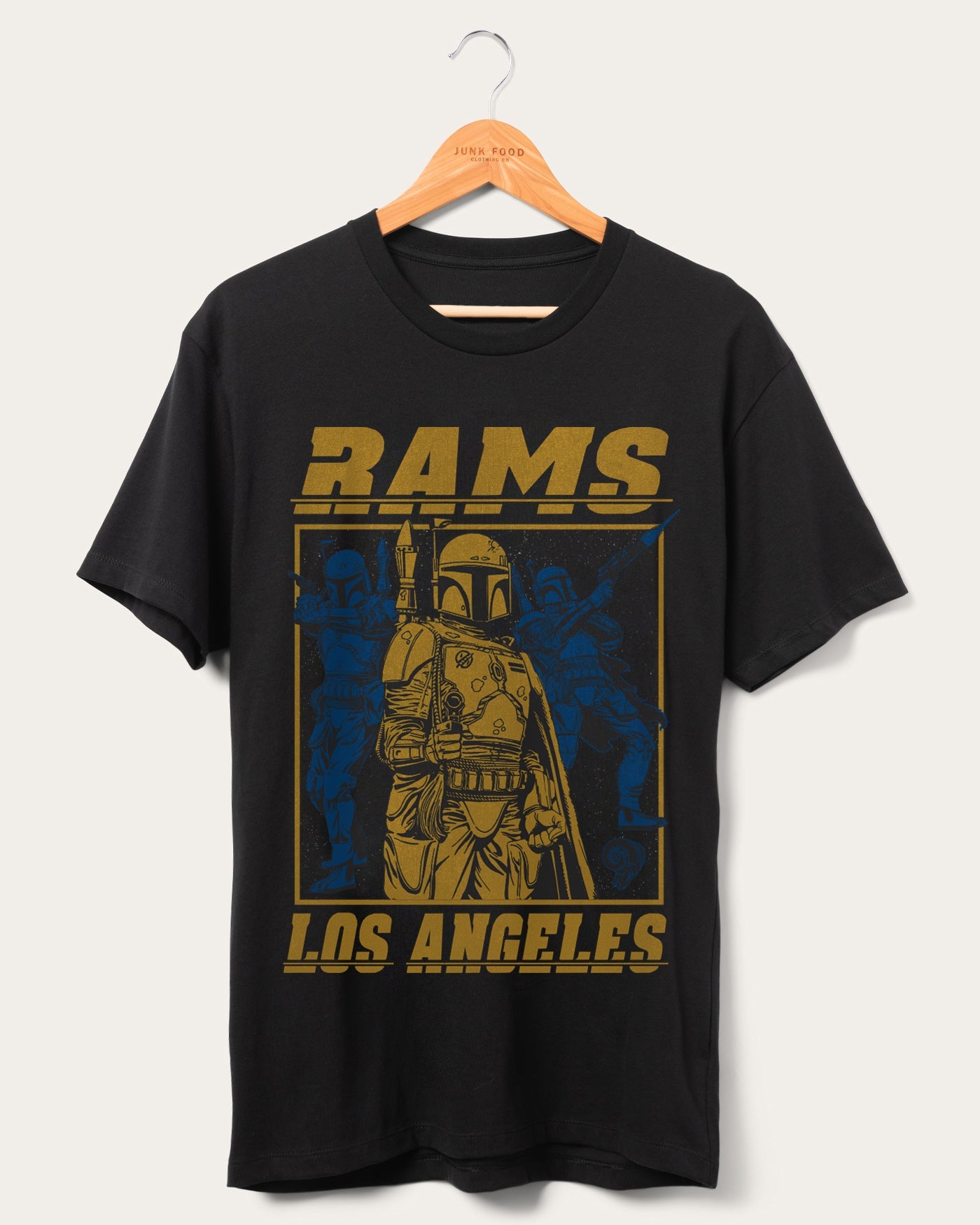 

Футболка фаната Rams Star Wars Boba Fett Showdown Junk Food Clothing, черный