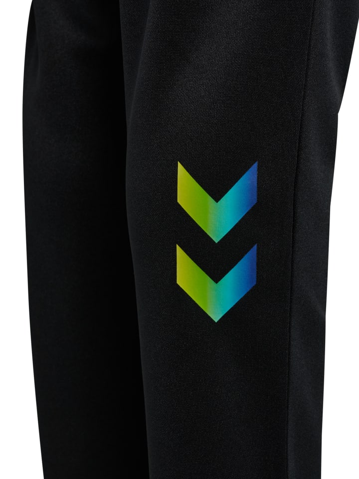 Hummel Детские спортивные брюки Hmlshimmer Multisport с регулируемой талией, цвет черный/салатовый — фото 3