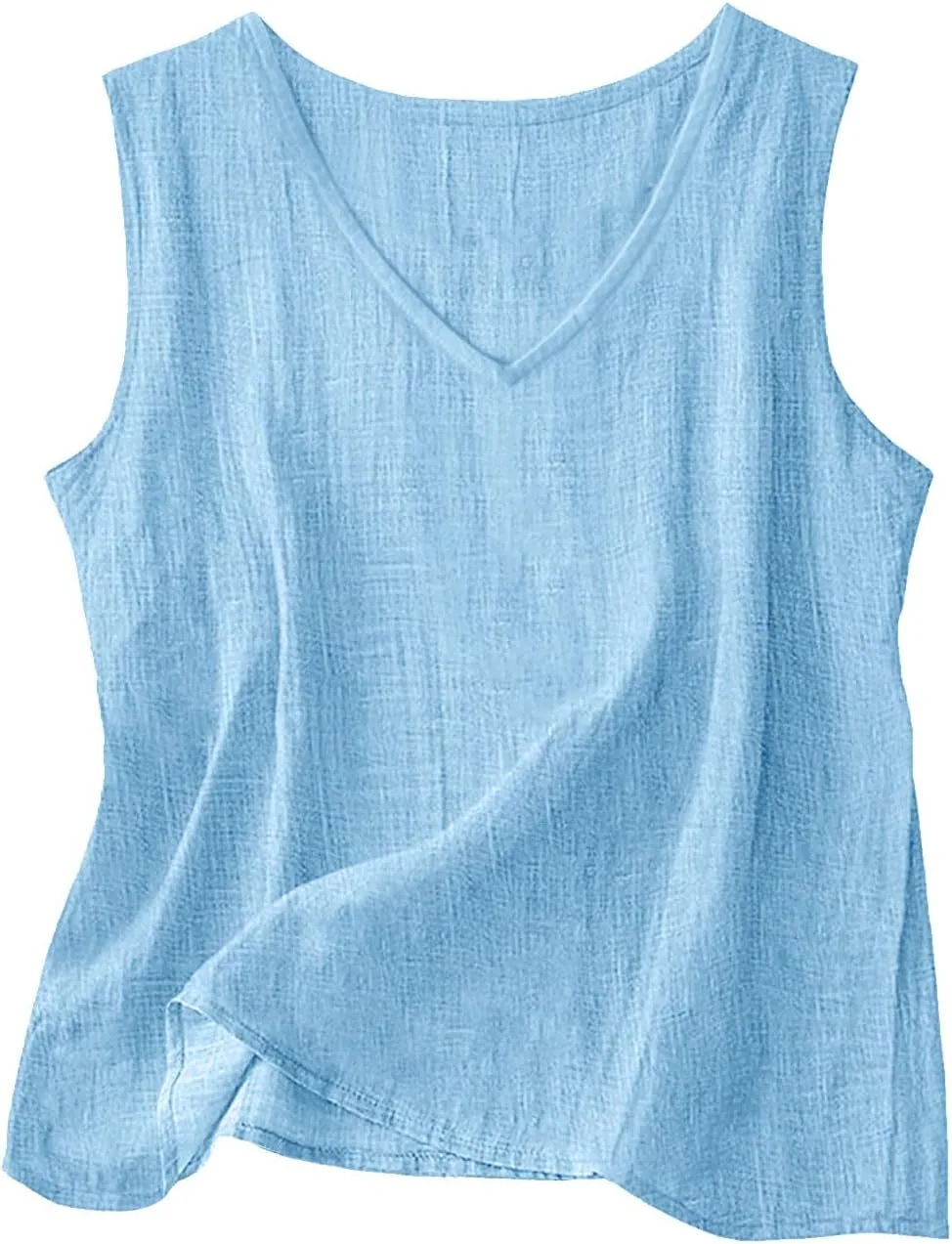 

Льняной топ для женщин свободного кроя без рукавов с V-образным вырезом Floleo