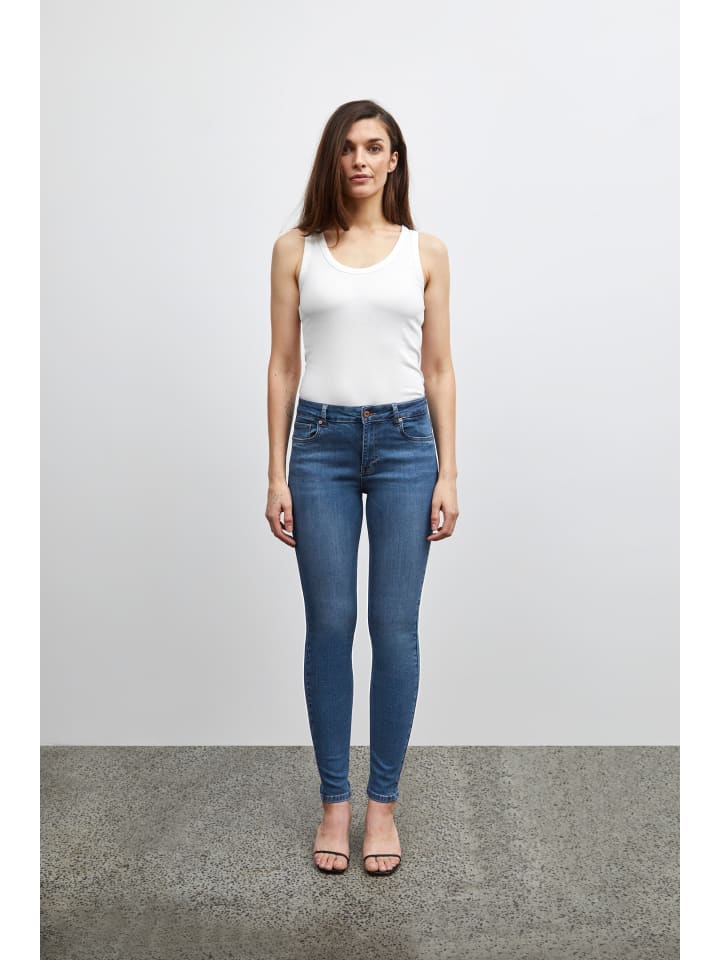 

Pulz Узкие джинсы PZJOY из денима среднего синего цвета