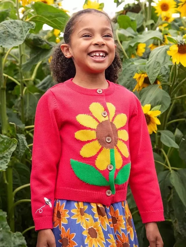 Детский кардиган Ella Подсолнух, цвет ревень/подсолнух Frugi — фото 2