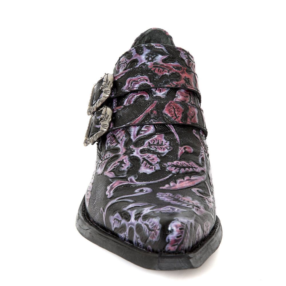 Новые ботинки New Rock Vintage Purple Floral Leather Buckle Shoes-7960-S8 — фото 3