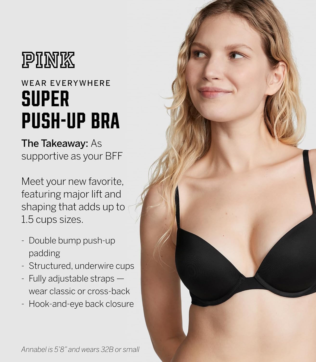 Бюстгальтер Victoria's Secret Pink Wear Everywhere Super Push Up, бежевый — фото 4