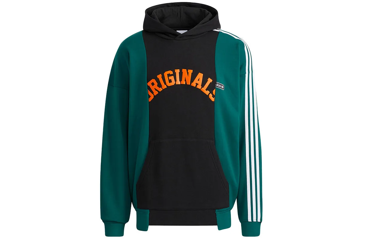 Adidas Originals Современный ретро худи мужское черное с капюшоном умеренной посадки