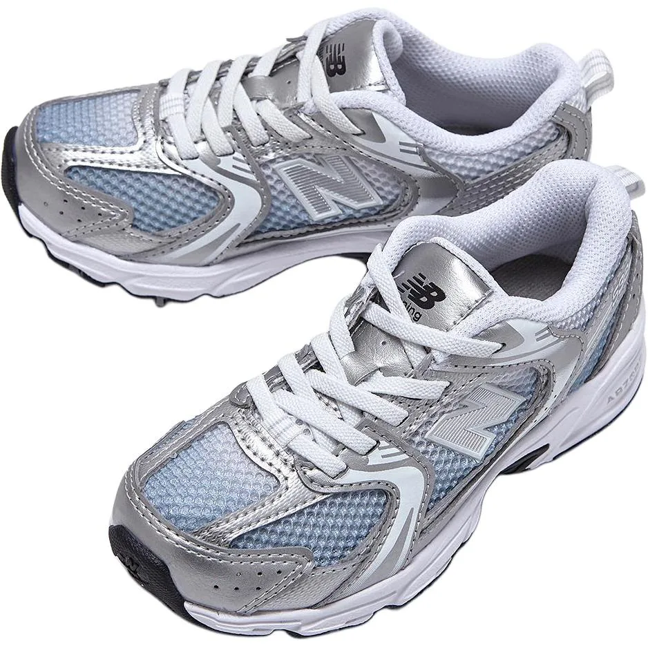 NB 530 Cushioning Abrasion Resistant Low top детские кроссовки для бега, возраст 3-7 лет New Balance, серебро/белый/синий — фото 4