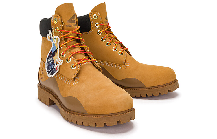 Мужские уличные ботинки Timberland высокие с логотипом, коричневый — фото 4