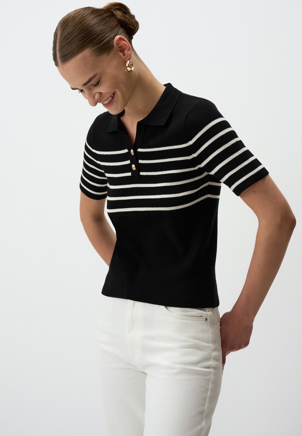 

Рубашка поло LINE PATTERNED SHORT SLEEVE Jimmy Key, черный
