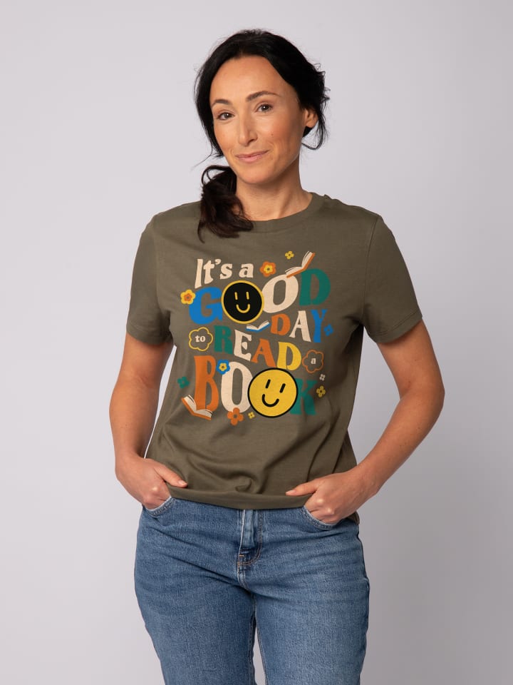 

Футболка wat Apparel T-Shirt Good day to read a book, хаки