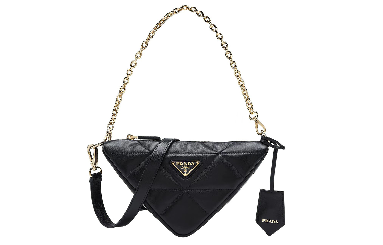 

Треугольная мягкая сумка из овчины, женская черная наплечная сумка PRADA