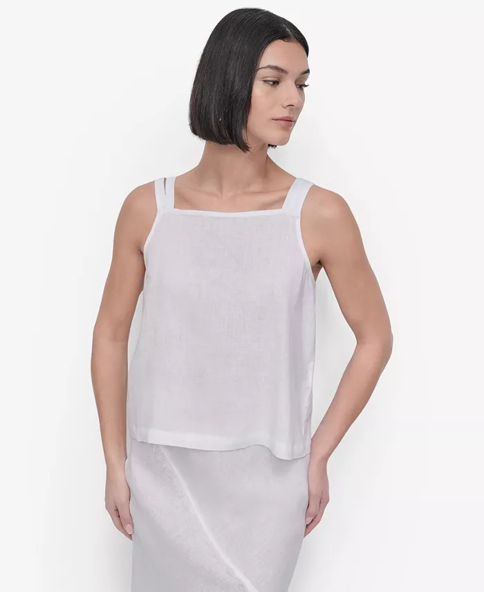 

Женский льняной топ с завязками DKNY, белый