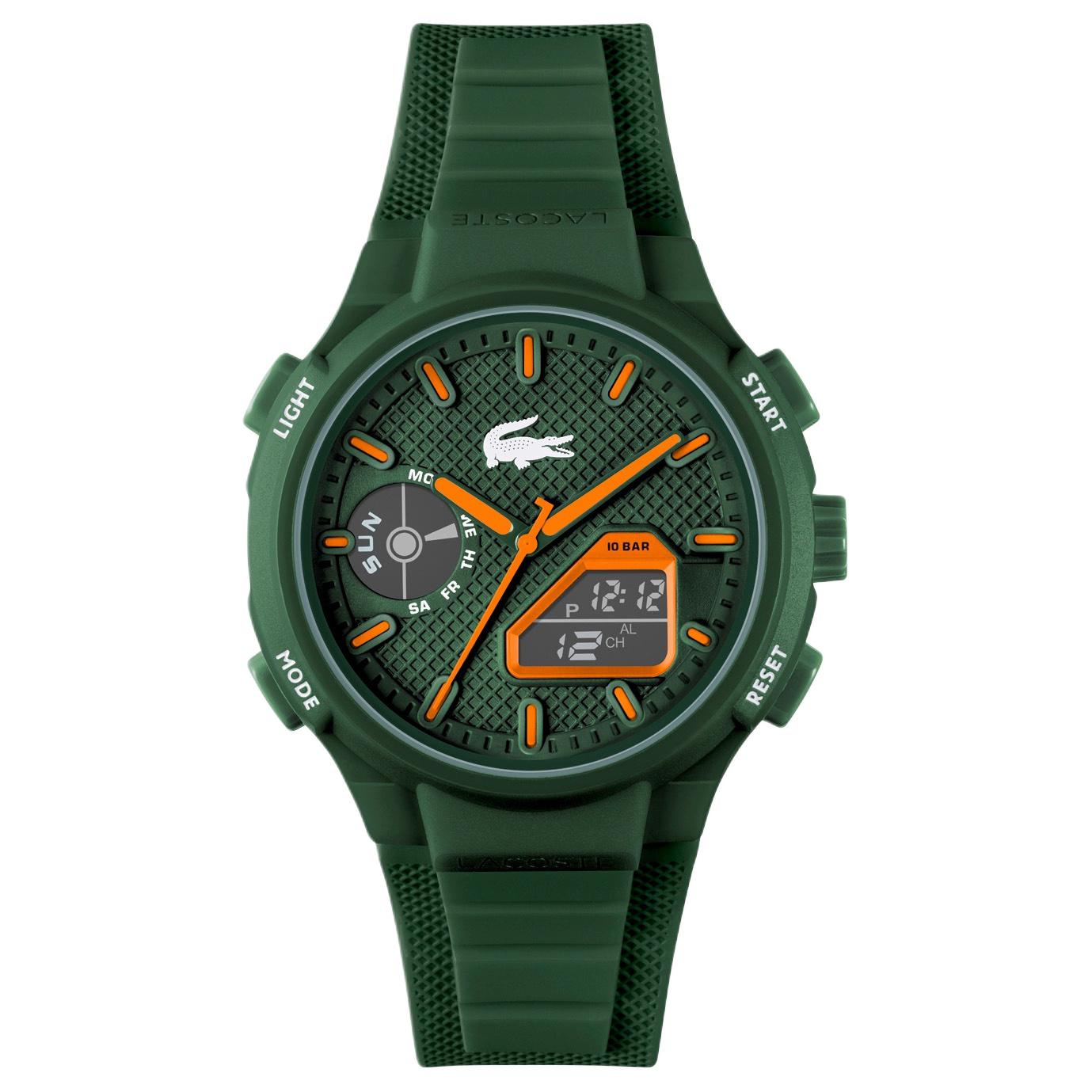 

LACOSTE Часы Wrist Watch Quartz Movement Silicone Strap 45mm Green Dial Men's Watch, Green Dial