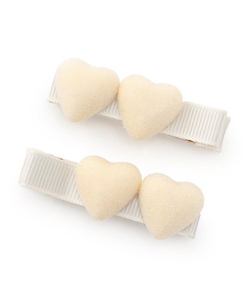 Заколки для волос в форме сердца (2 шт.) Petit Main, ivory