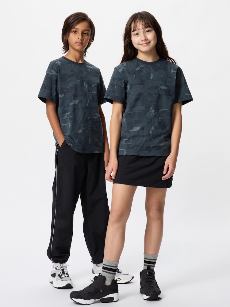 

Футболка с круглым вырезом dry-ex с принтом Uniqlo, цвет 08 серый
