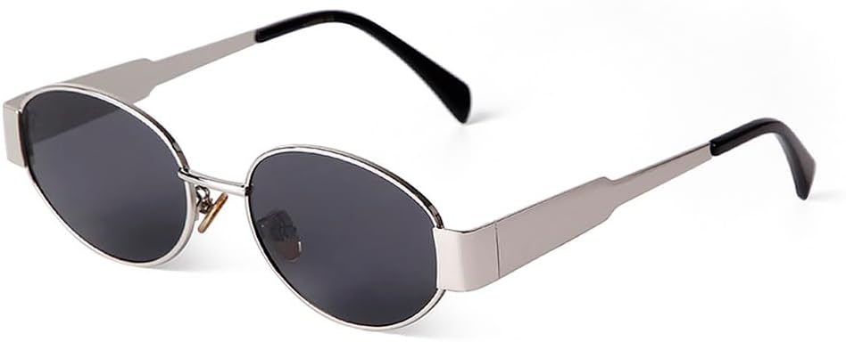 

Ретро овальные солнцезащитные очки для женщин и мужчин, круглые панк-очки в золотистой металлической оправе, очки для вождения, солнцезащитные очки с прозрачными линзами, мужские, с защитой от УФ-излучения TKKTLLT, C4 Silver Gray