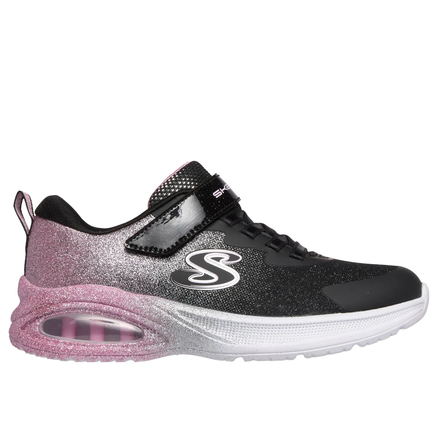 Детские кроссовки на липучке с блестками Skechers, Black/Rose Gold — фото 4