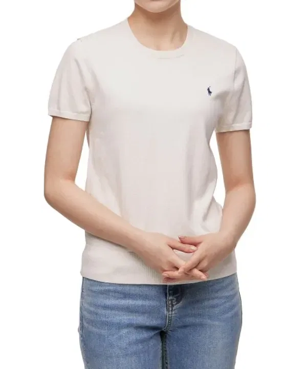 Свитер с коротким рукавом, хлопковый микс, Polo Ralph Lauren, айвори
