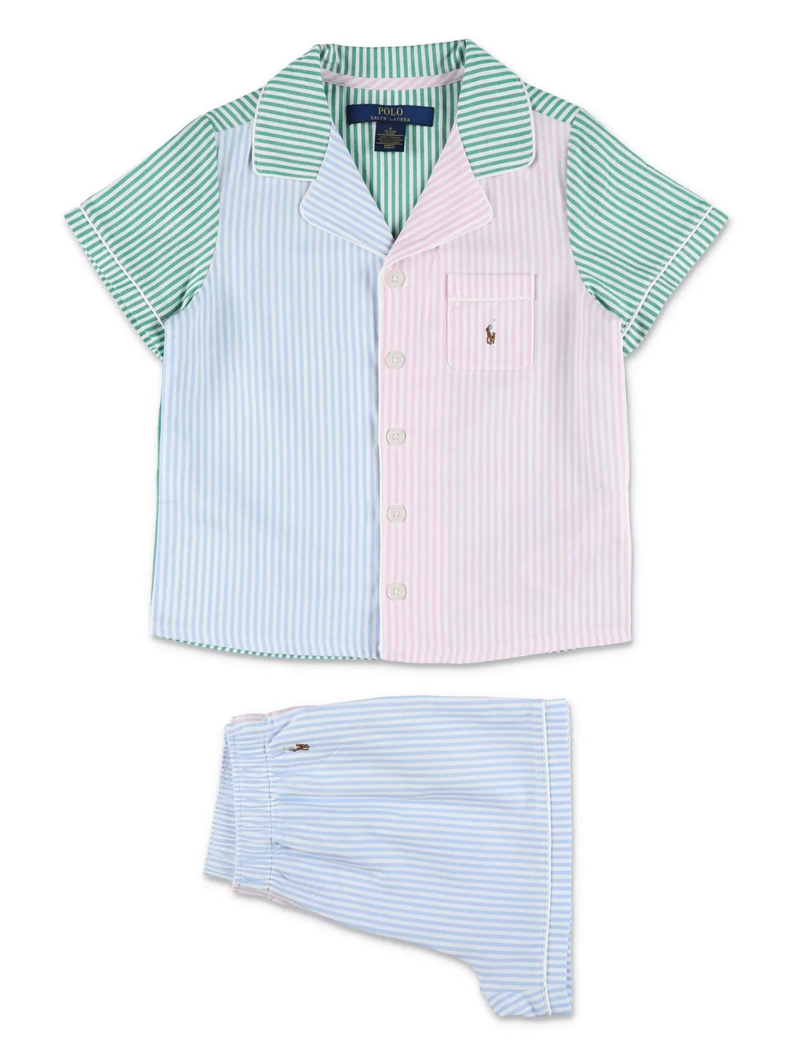 Пижама в полоску из хлопка Polo Ralph Lauren, зеленый