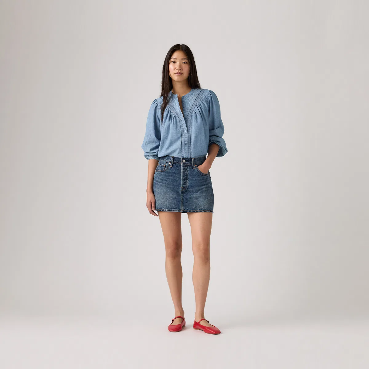 Женская джинсовая юбка-шорты Levi's, Phoenix Nirvana Medium Blue — фото 4