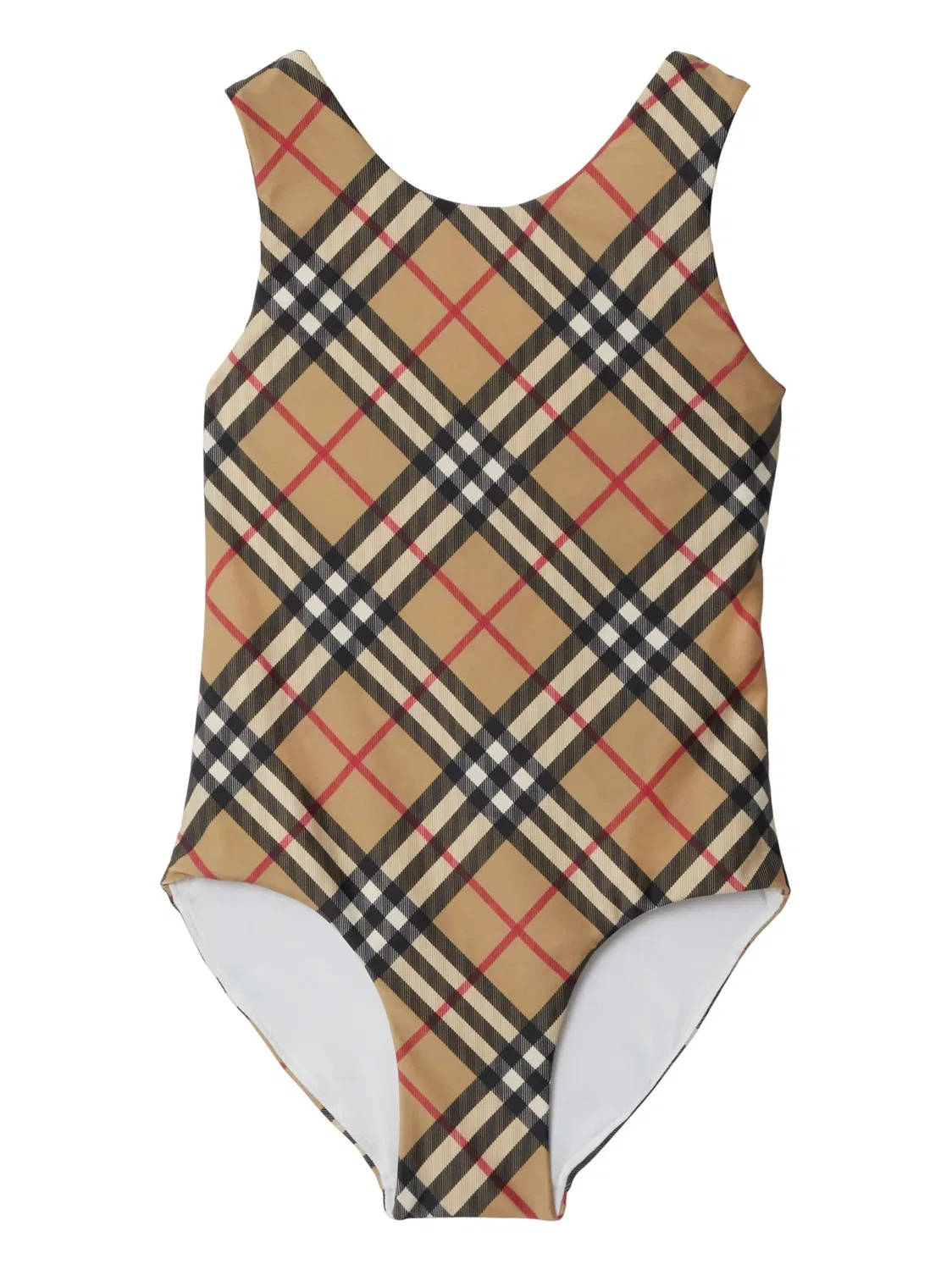 Купальник с круглым вырезом и клетчатым узором Burberry, нейтральный